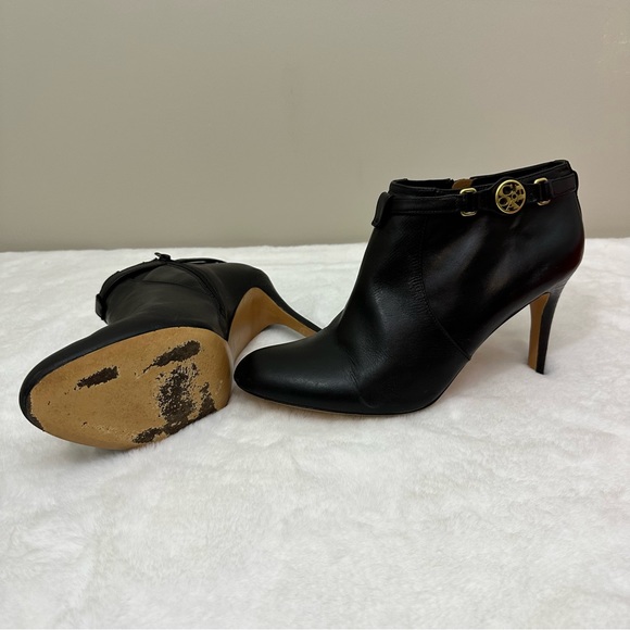 Coach Black Women’s Black Leather Salene Boots w Gold Ankle Bootie Heel Size 10 - Picture 11 of 16
